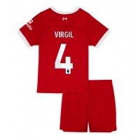 Liverpool Virgil van Dijk #4 Domaci Dres za djecu 2023-24 Kratak Rukav (+ Kratke hlače)